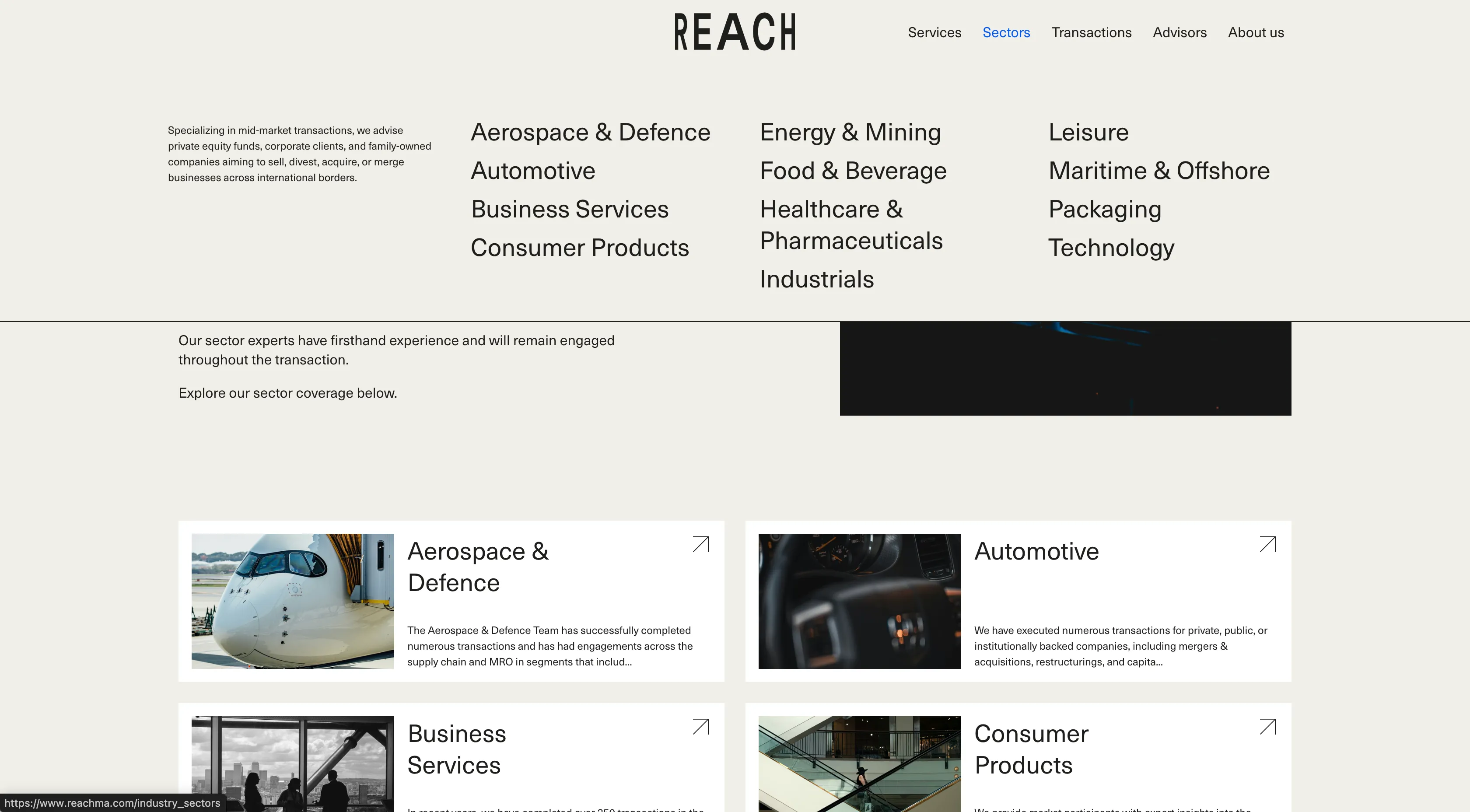 Menu du nouveau site